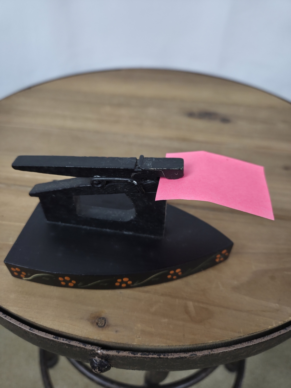 Black Decorative Wooden Paper Holder with Floral Base